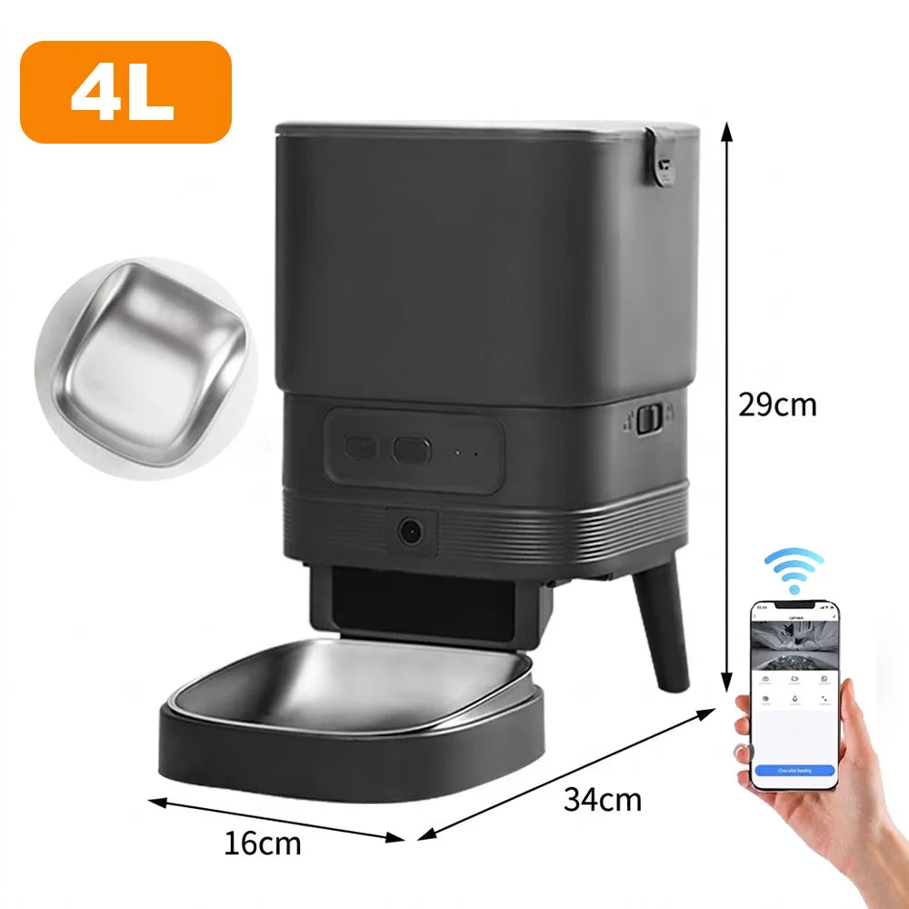 Nityers Automatic Cat Feeder With HD Camera Night Vision WiFi