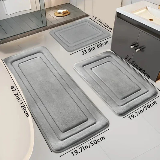 3 Piece Non Slip Memory Foam Bathroom Mats Set Rugs