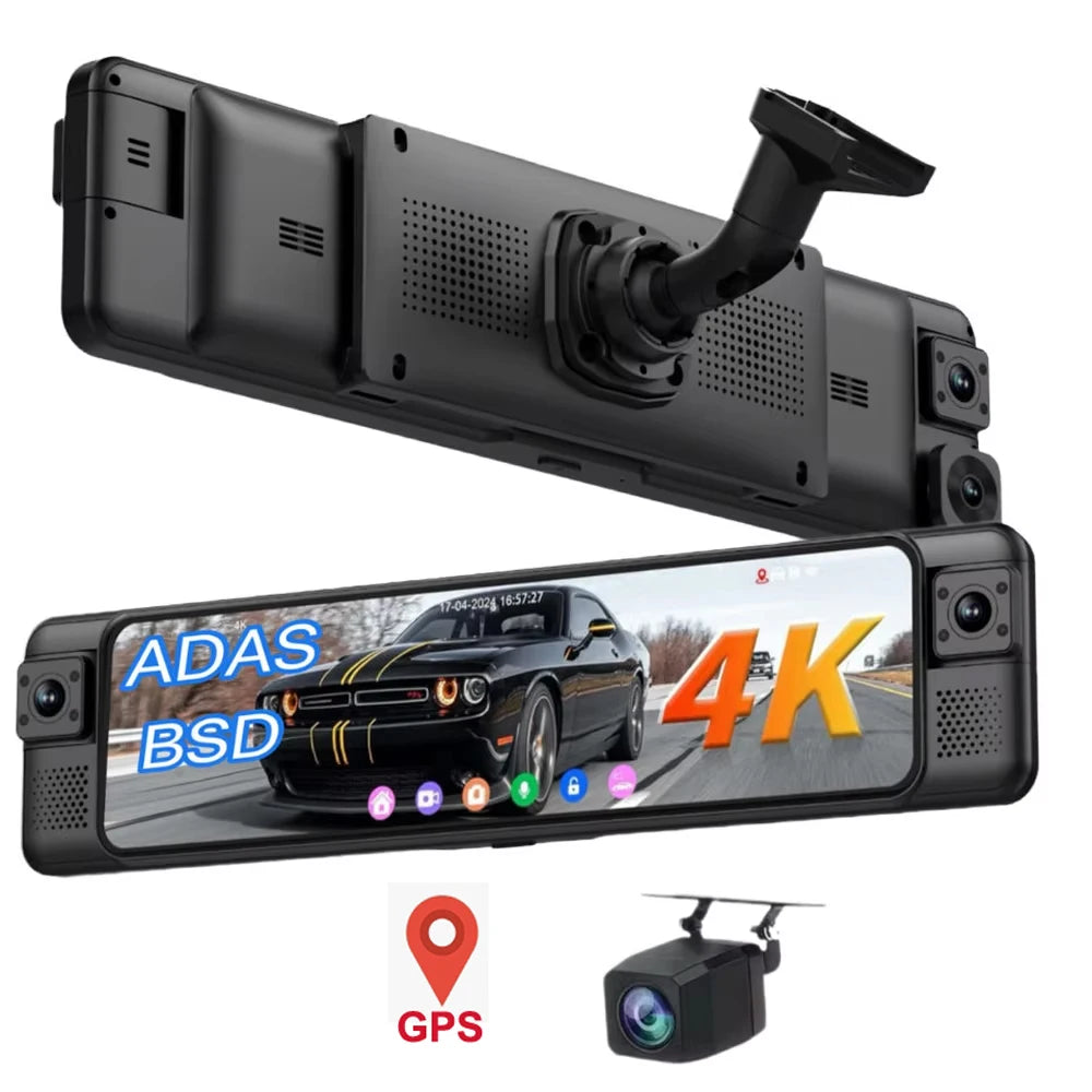 SZshufen 4K Mirror Dash Cam With WiFi GPS ADAS Rearview Mirror