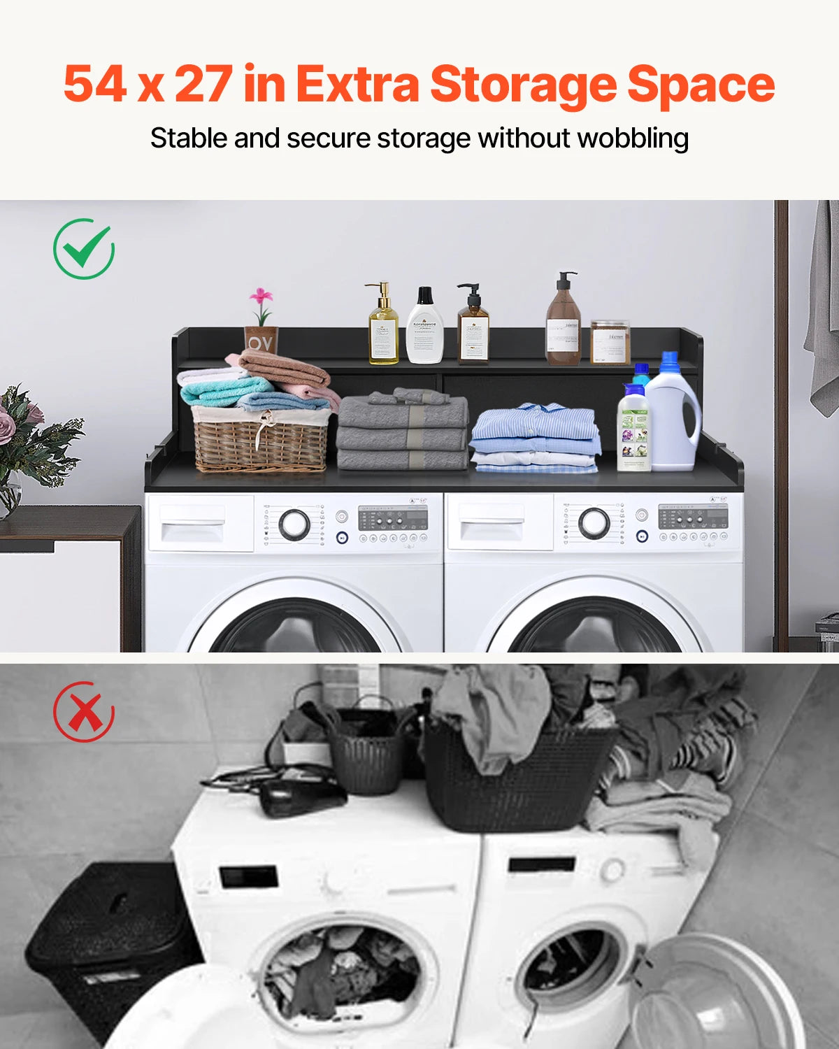 SucceBuy Washer And Dryer Countertop With Drawer Shelf