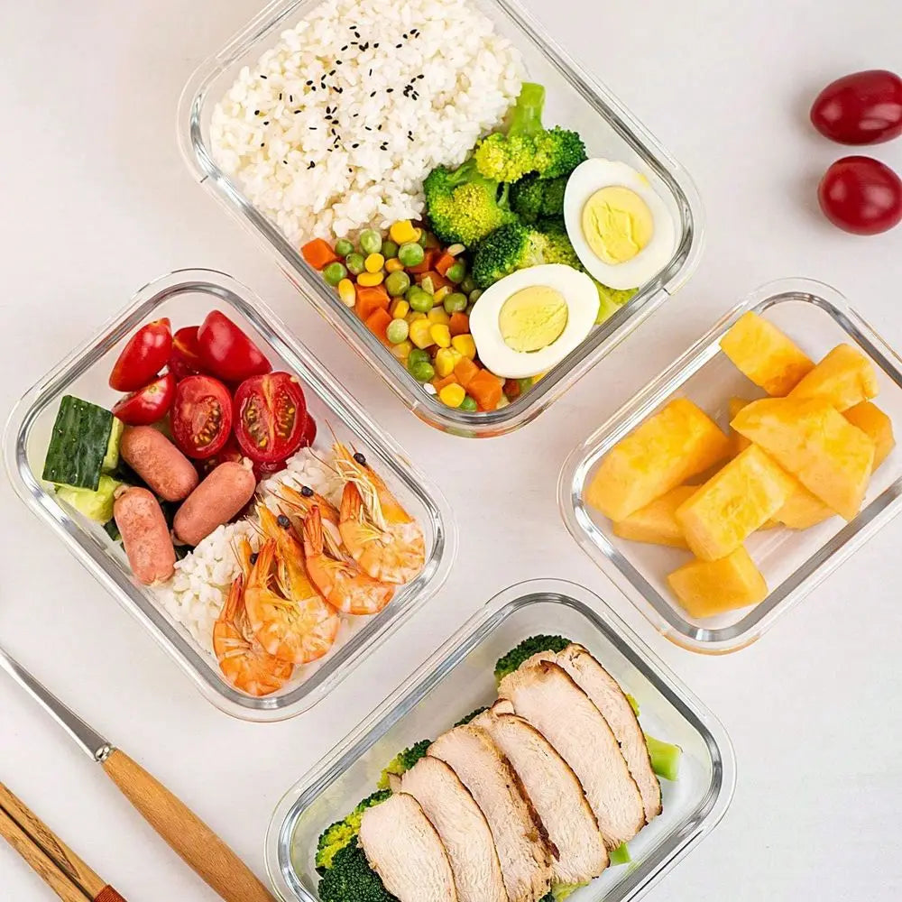 Glass Meal Prep Containers With Lids Airtight Food Storage Set
