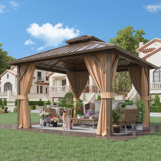 YOLENY Metal Hardtop Gazebo With Aluminum Frame And Steel Roof