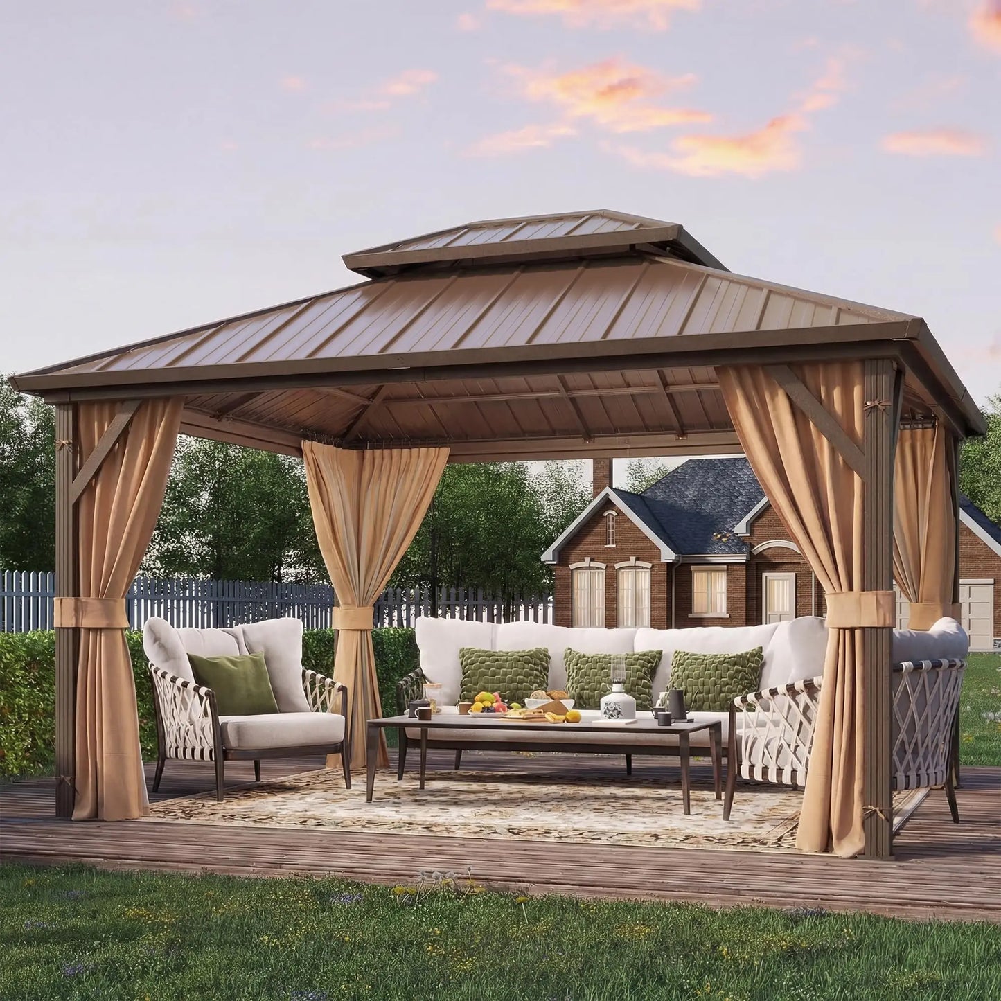 YOLENY Metal Hardtop Gazebo With Aluminum Frame And Steel Roof