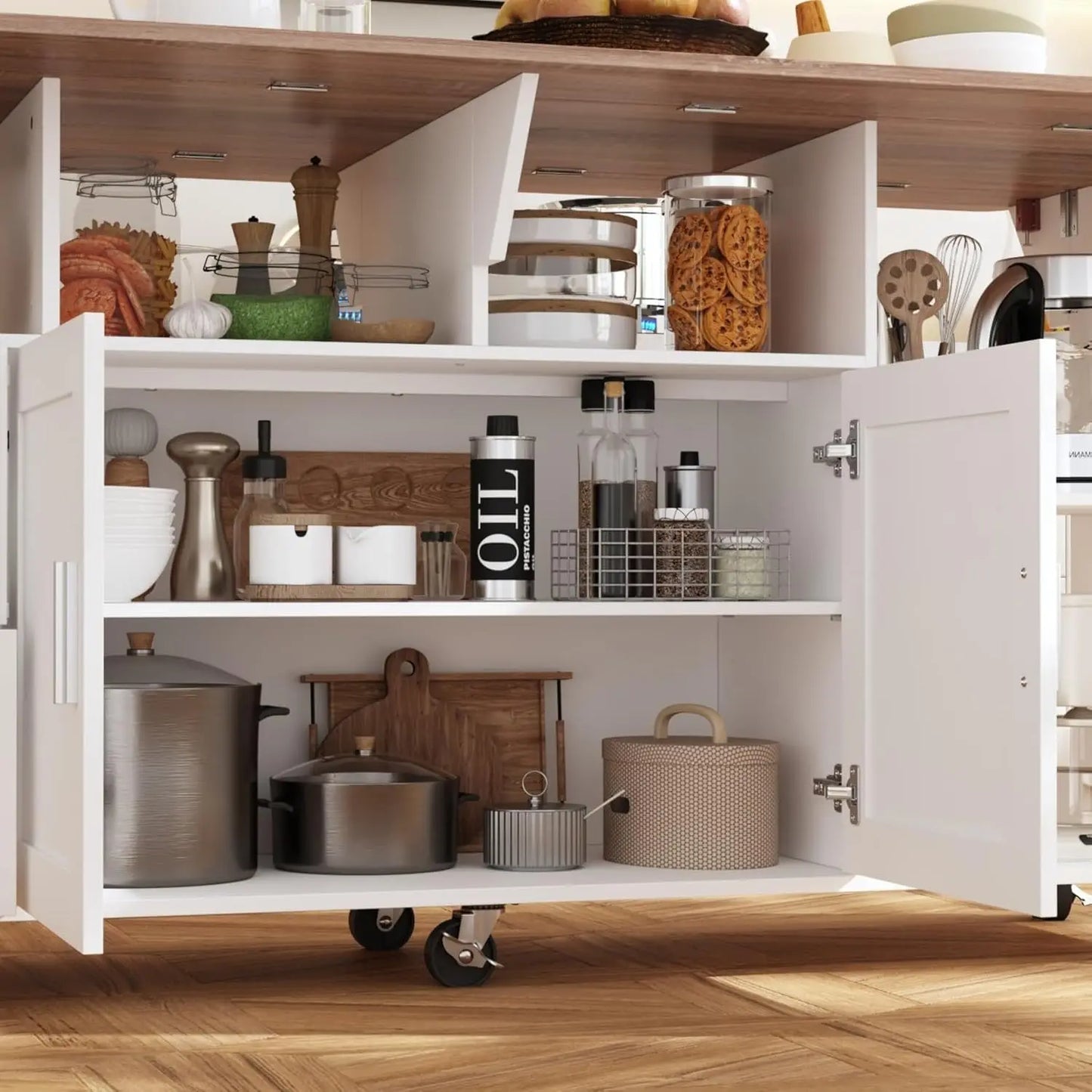 Rolling Kitchen Island Cart With Storage On Wheels Drop Leaf And Two Drawers