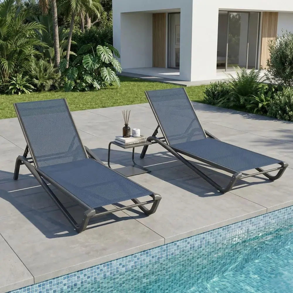 XMSJ Patio Chaise Lounge Set With Side Table All Weather