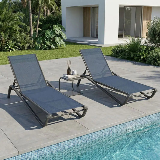 XMSJ Patio Chaise Lounge Set With Side Table All Weather