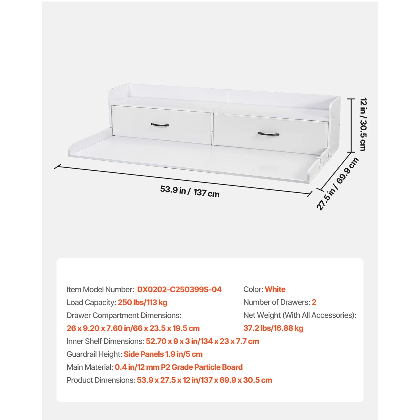 SucceBuy Washer And Dryer Countertop With Drawer Shelf