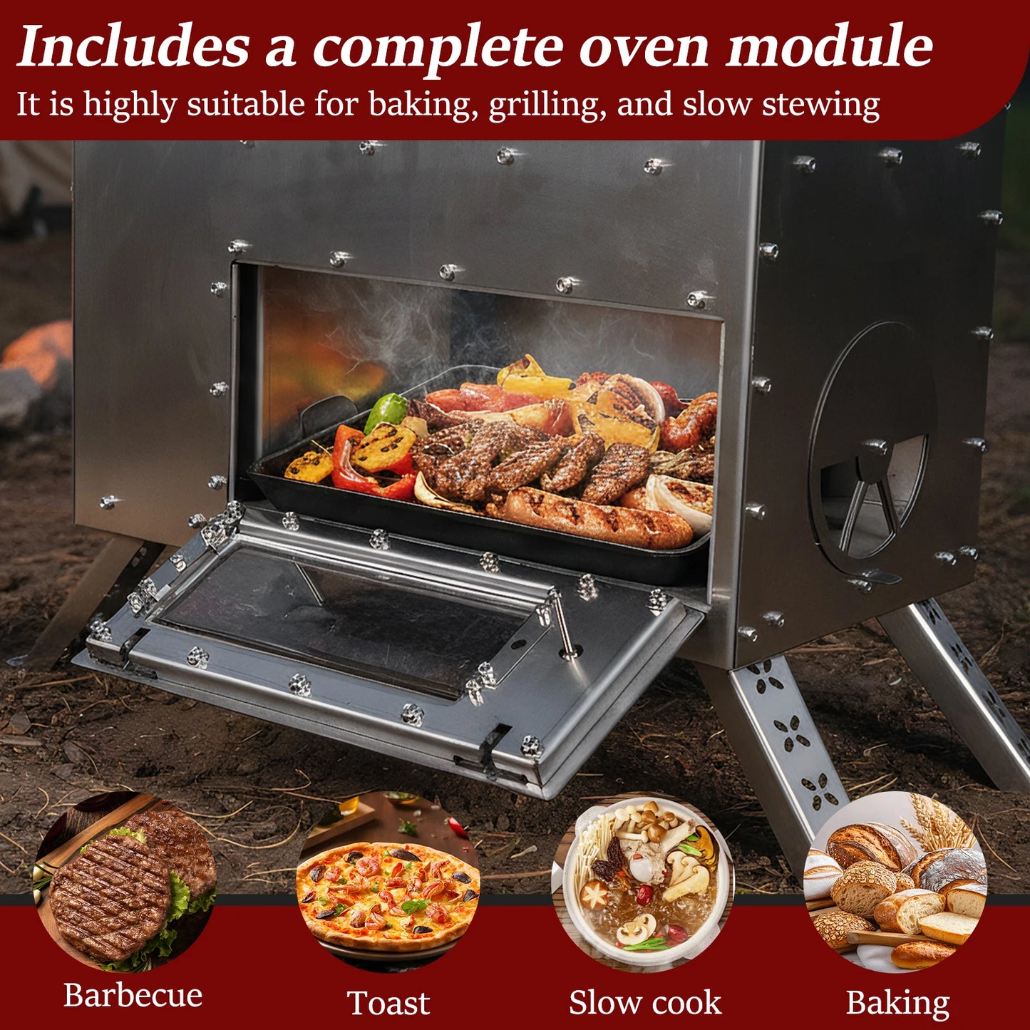 Shunmaii Stainless Steel Hot Tent Stove With Chimney Pipe