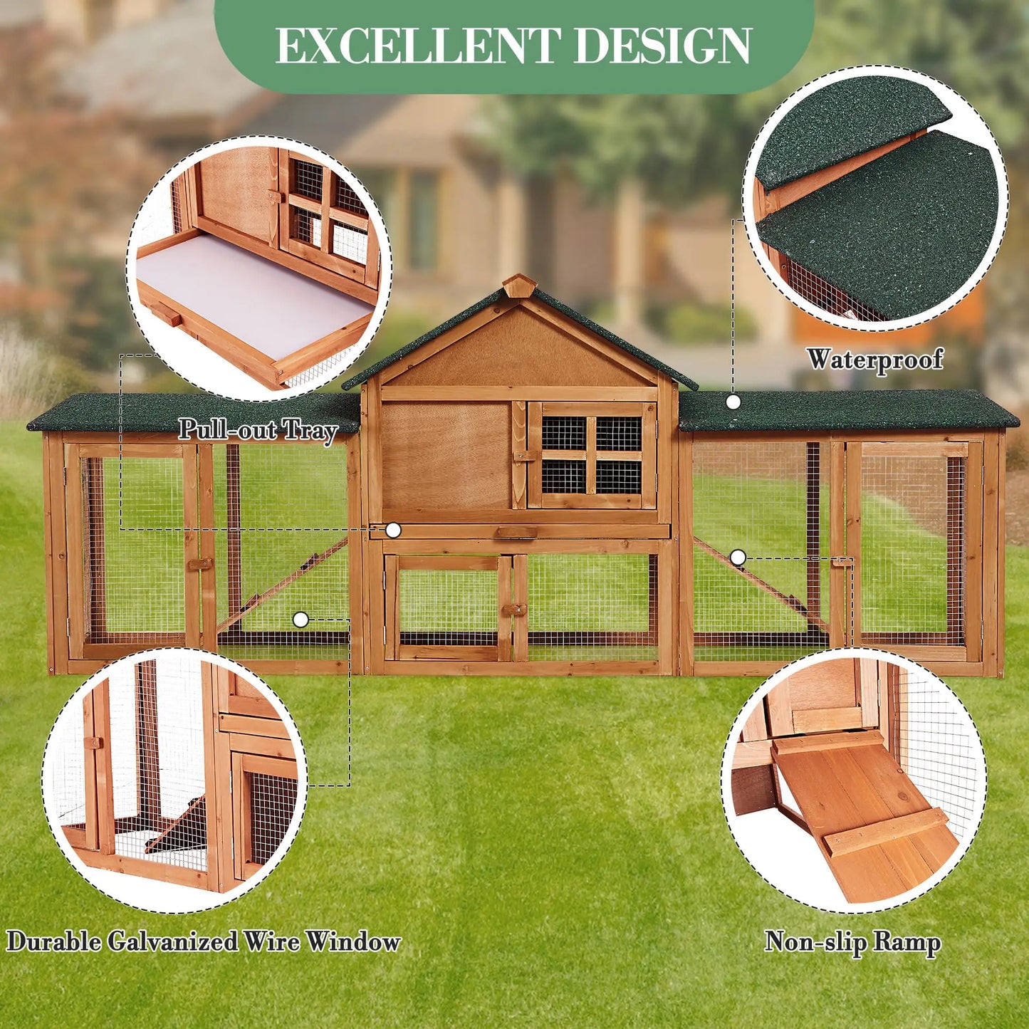 DishyKooker 2 Story Bunny Hutch Outdoor Rabbit Cage With Runs