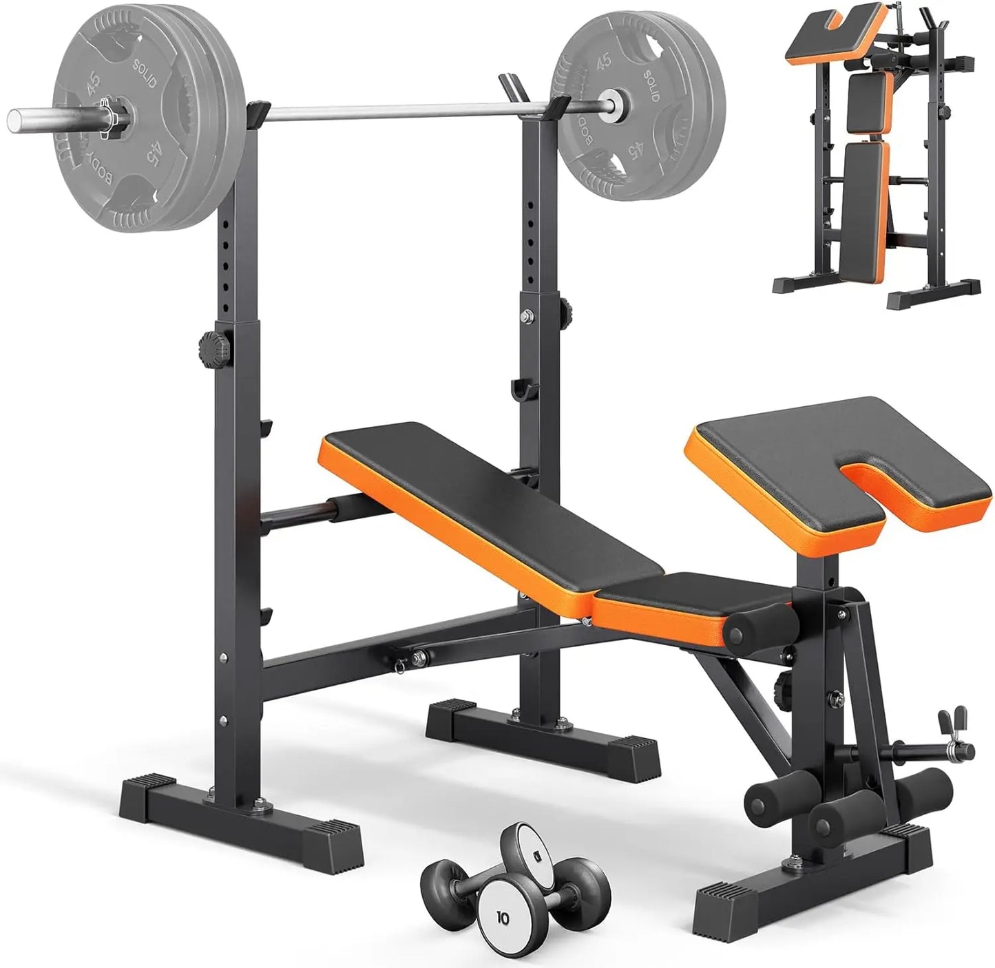 6 in 1 Weightlifting WorkoutBench Set With Leg Press Rack