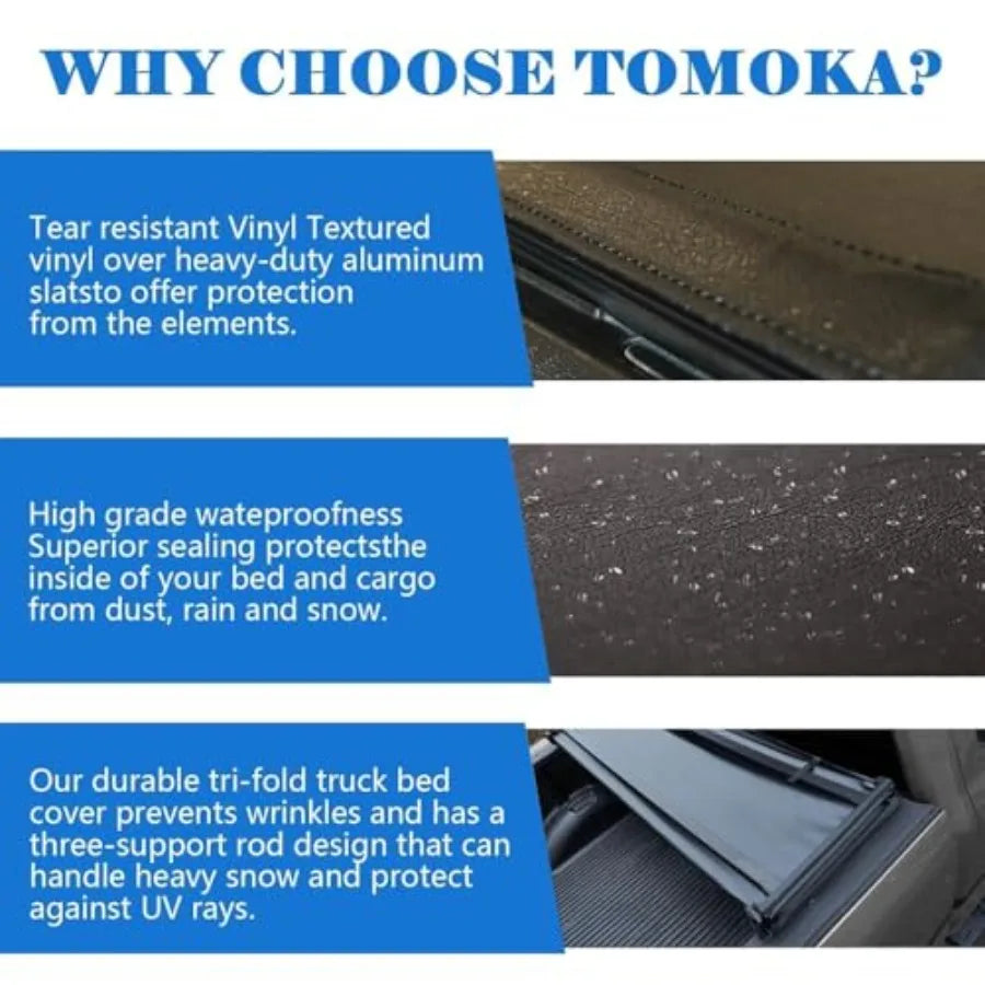 Premium Soft Trifold Truck Bed Tonneau Cover Dual Layer