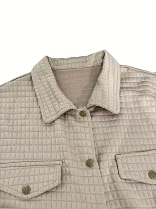 Plus Size Women Checkered Lapel Cardigan Pants Set Office Casual