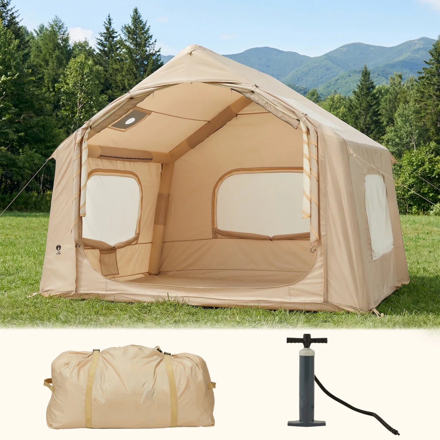HiMiss Inflatable Camping Tent For Outdoor Weather Resistant Shelter