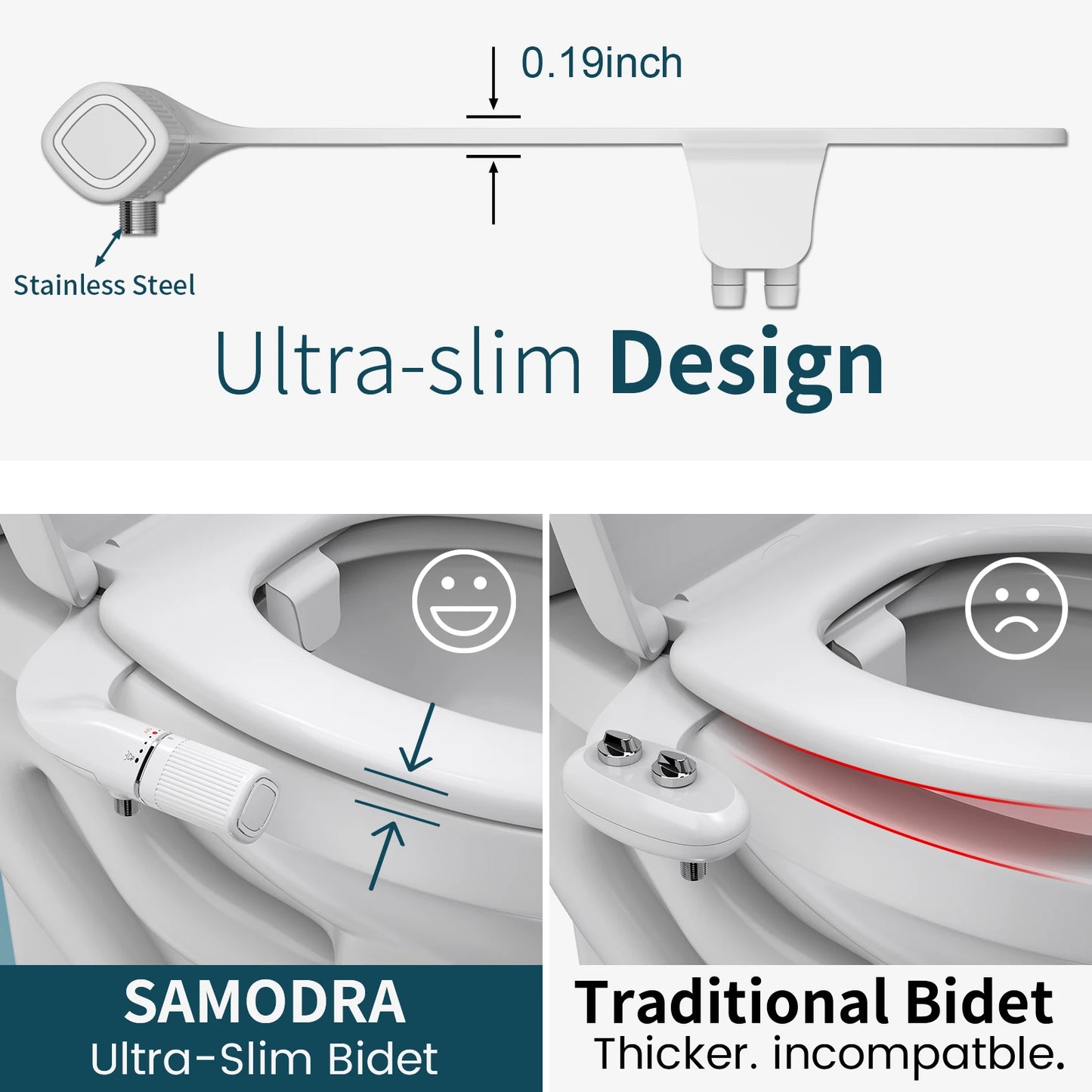 SAMODRA Bidet Non Electric Toilet Attachment With Brass Inlet