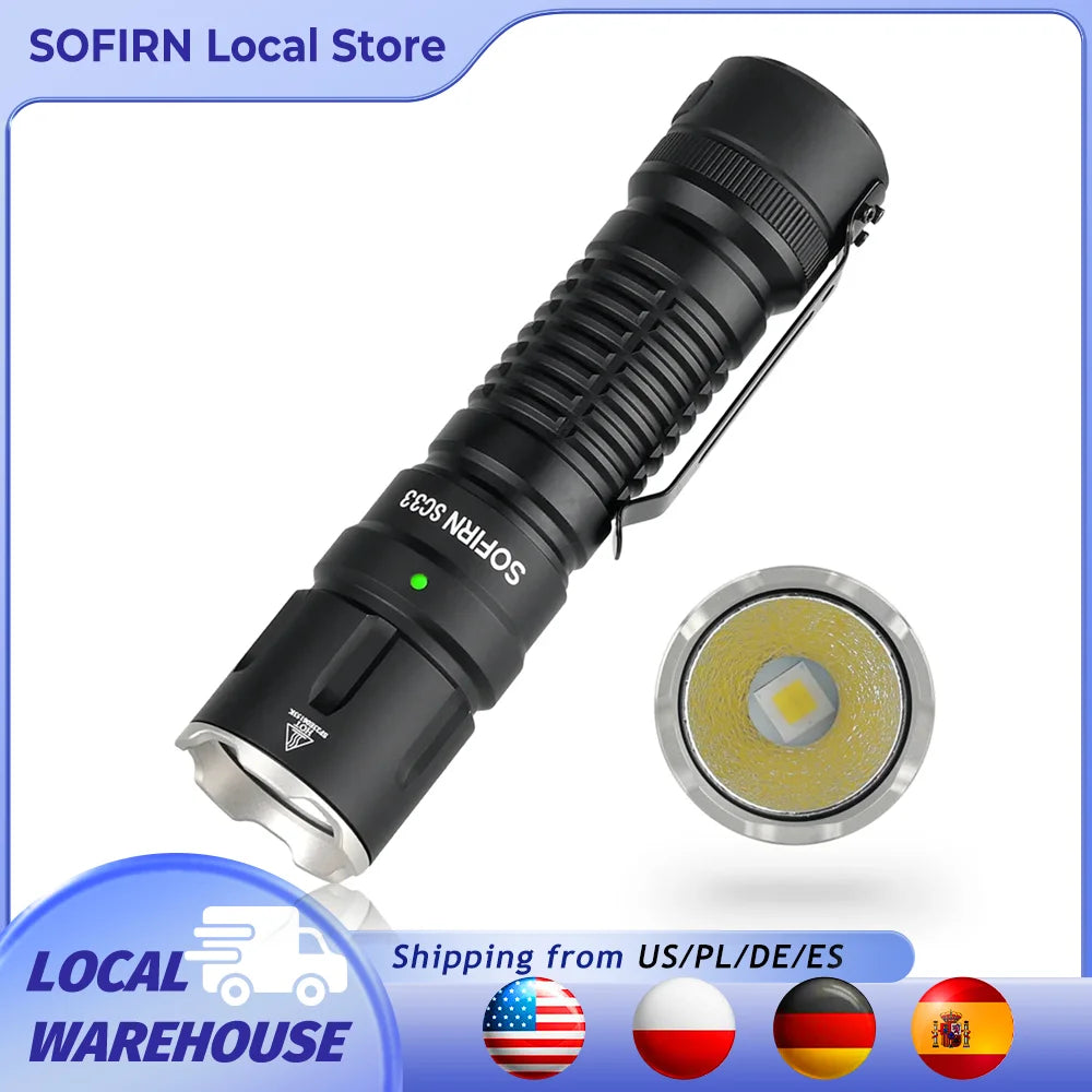 Sofirn SC33 XHP70.3 HI LED Tactical Flashlight 5200LM Rechargeable