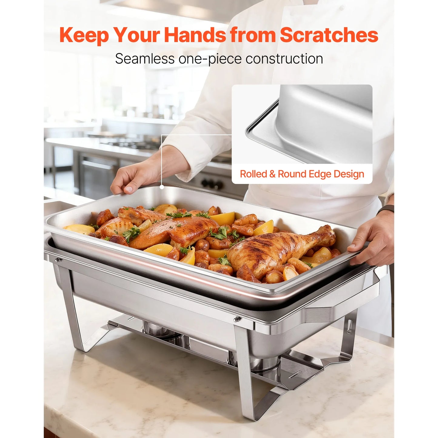 SucceBuy Rectangular Stainless Steel Chafing Dish Set For Banquets