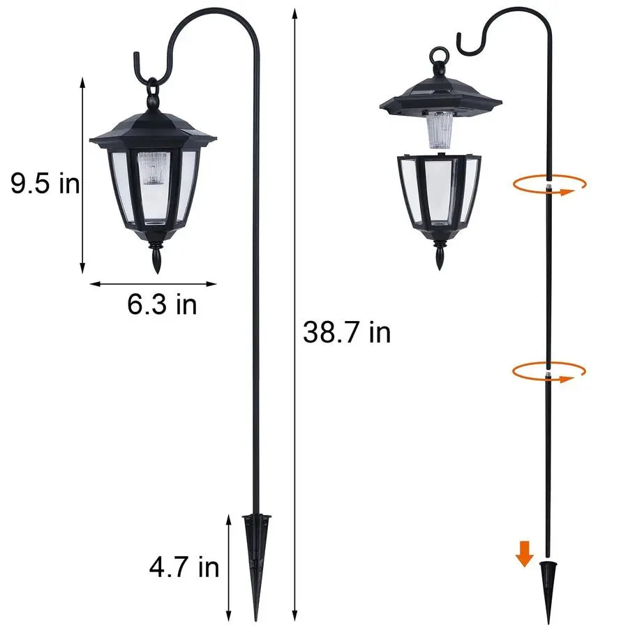 Solar Hanging Lights Outdoor 4 Pack Lanterns With Shepherd Hooks