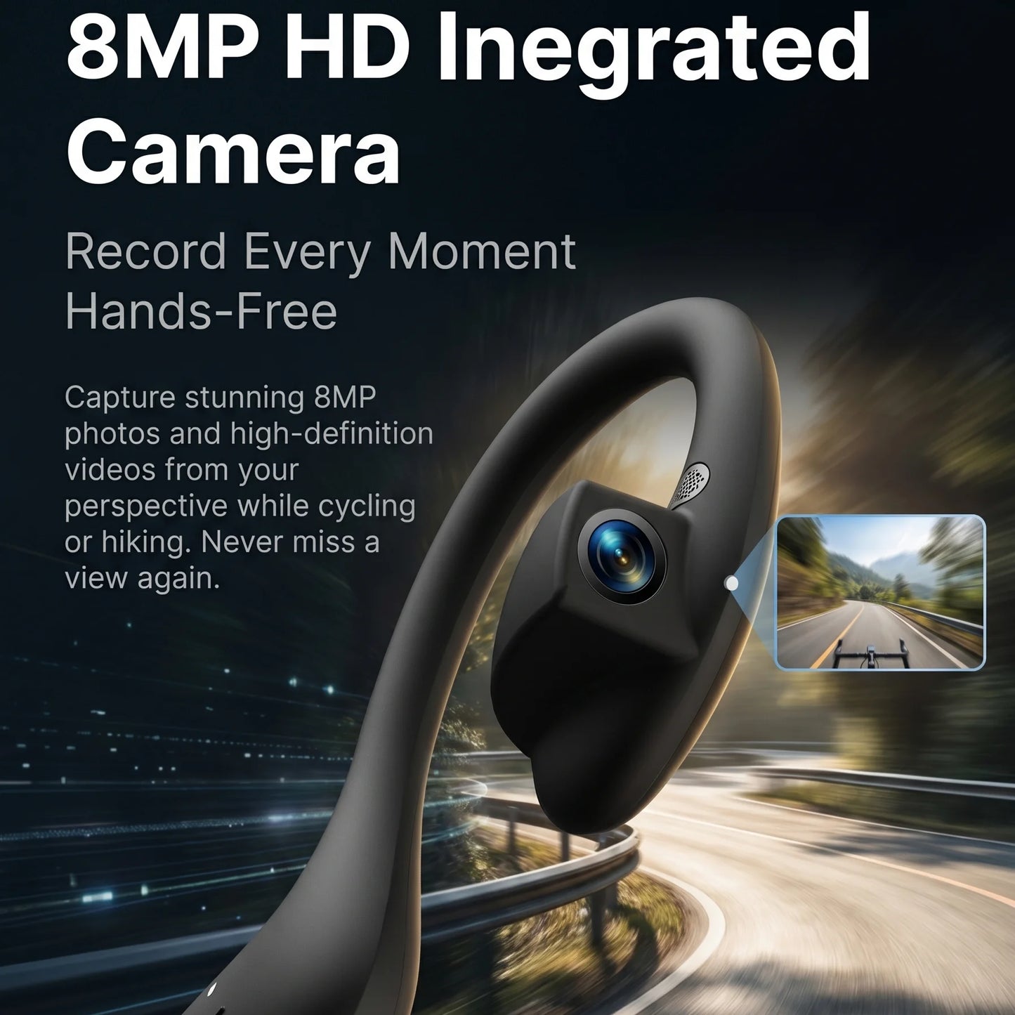 EOENKK AI Camera Headphones With 8MP HD Recording Bluetooth Translation