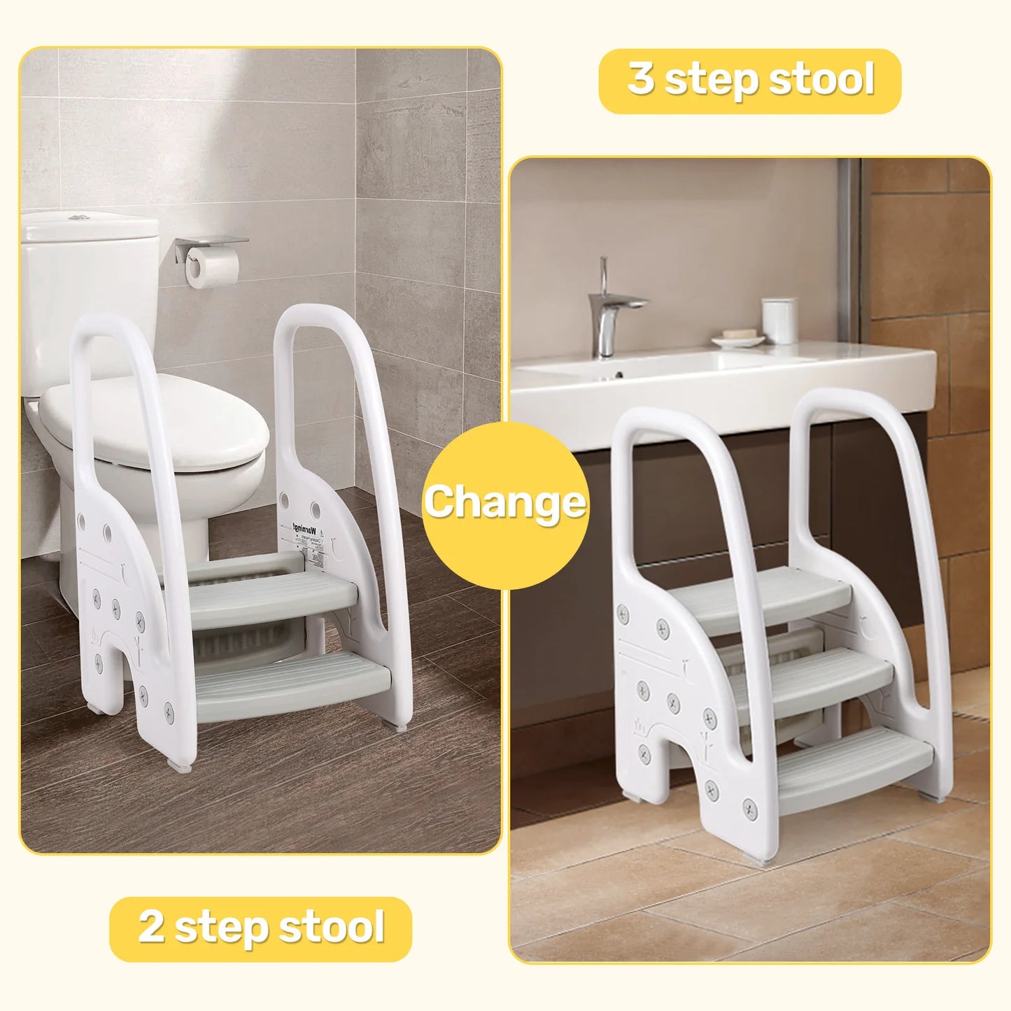 Toddler Step Stool With Handles Dual Tier Plastic Durable