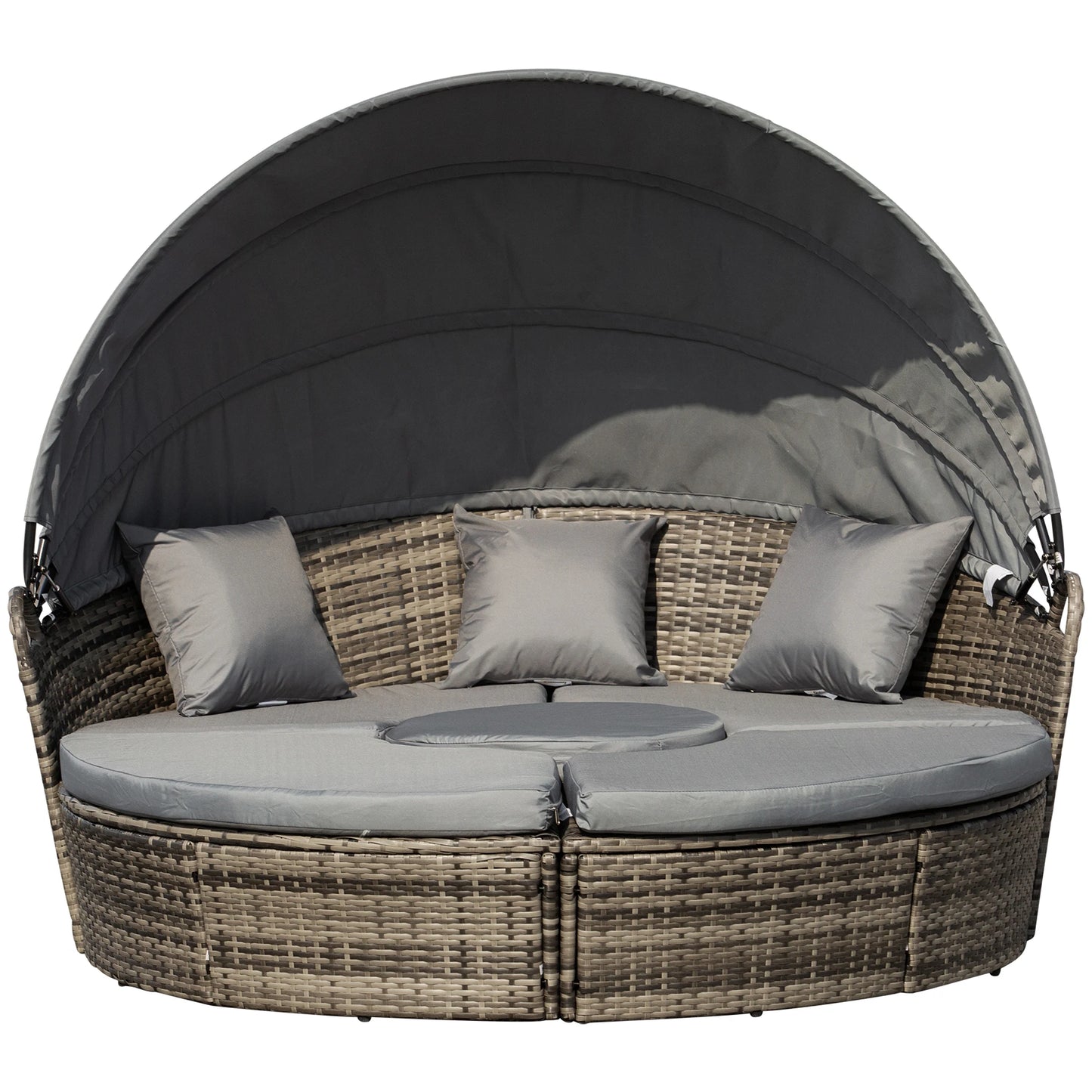 Outsunny Outdoor Convertible Daybed 4Piece Set With Sofa Table Chairs