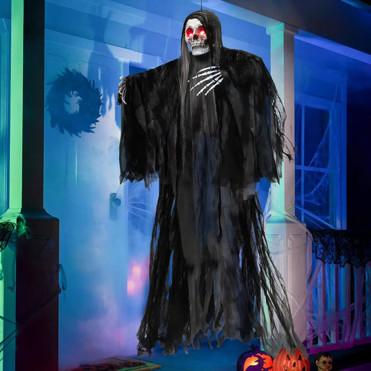 Joyfy Animated Hanging Grim Reaper Halloween Decoration with Voice Control