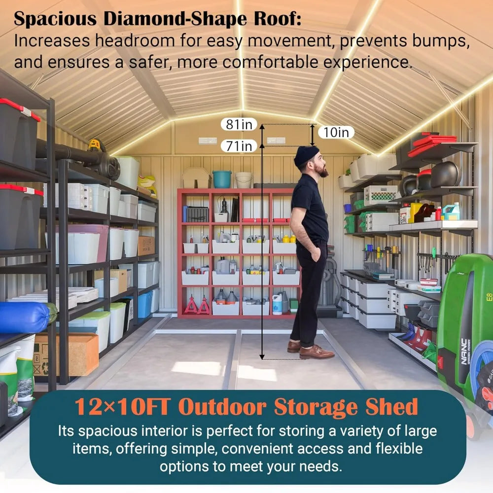 Heavy Duty Metal Storage Shed With Floor Frame Diamond Roof