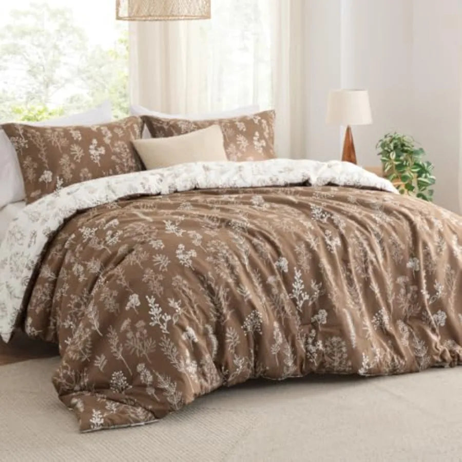 Botanical Floral Duvet Cover Set With Pillow Shams