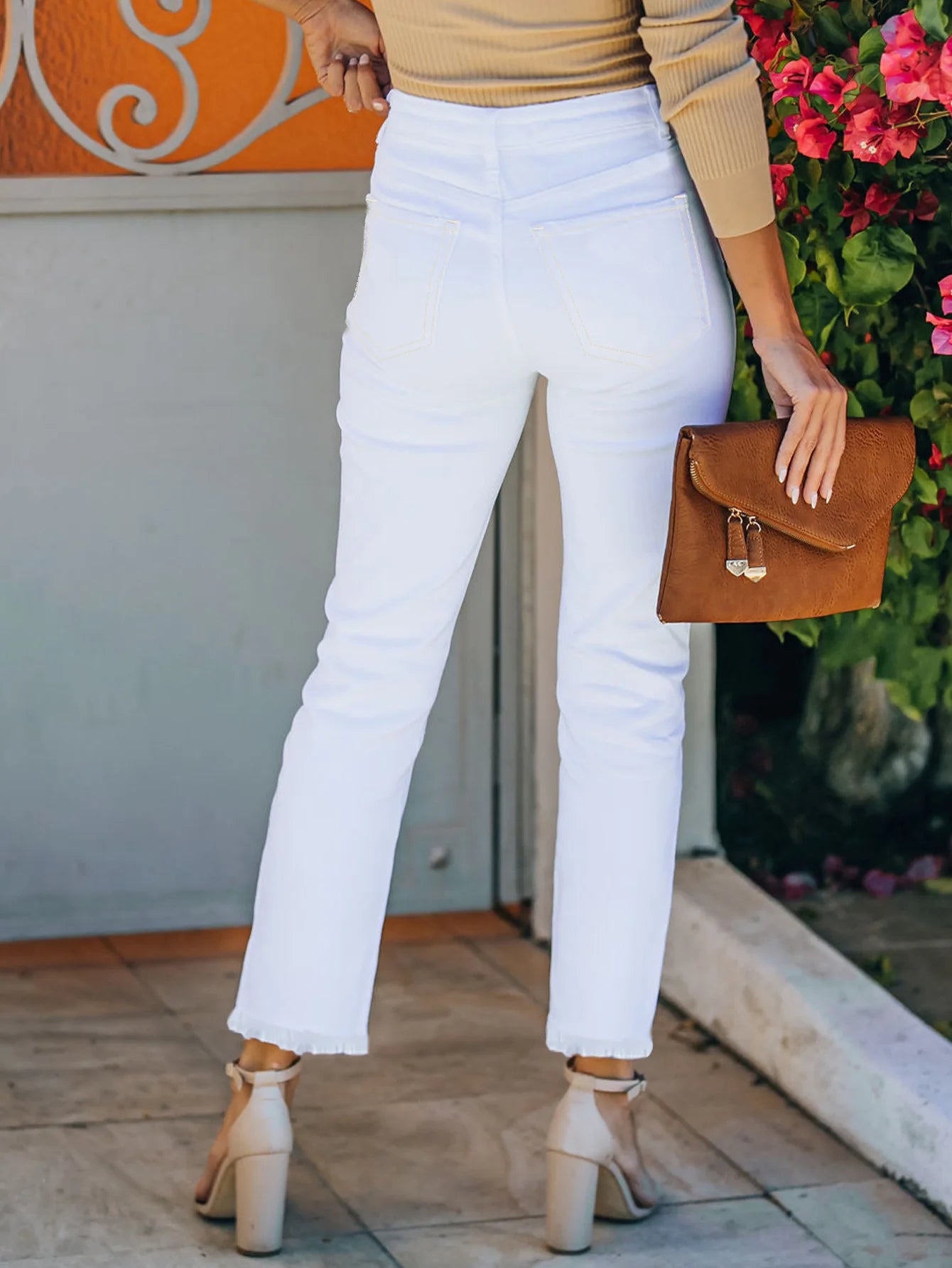 Slim Fit Classic Cotton Denim Jeans Women Button Fly Closure