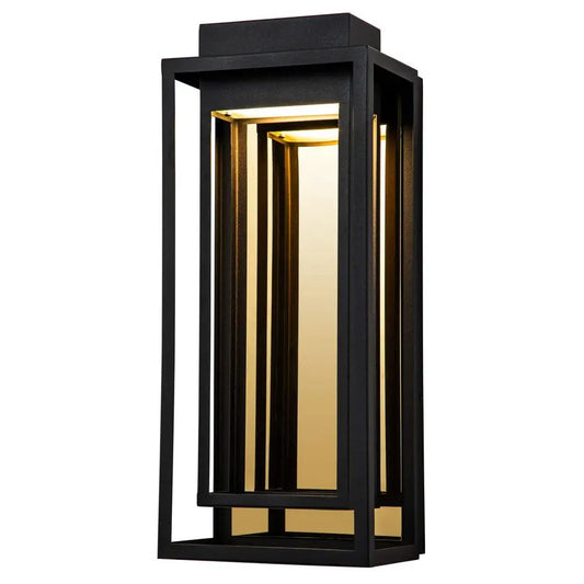 Modern Outdoor LED Wall Light Exterior Sconce Black Gold Finish