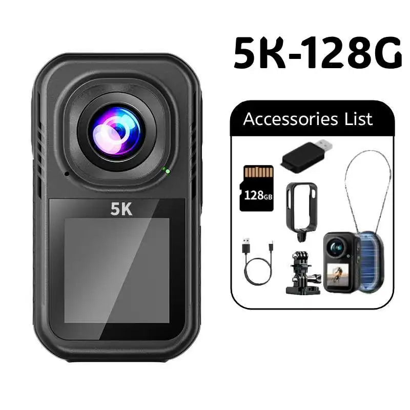 5K HD Action Camera With Wearable Pendant And Dual Screen