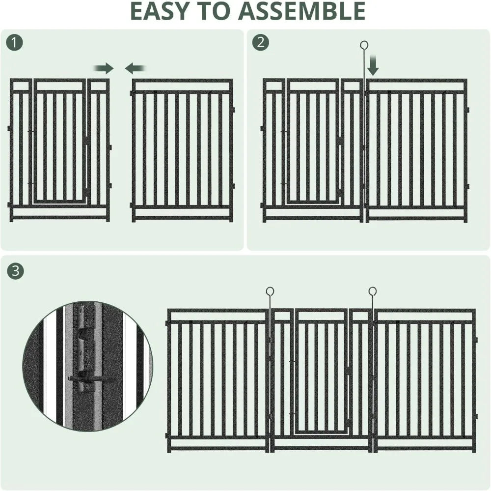 Durable Metal Garden Fence Kit With 14 Panels And Gates