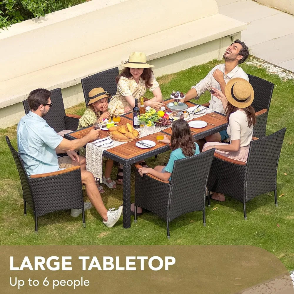 7 Piece Rattan Outdoor Furniture Set With Lovewood Tabletop