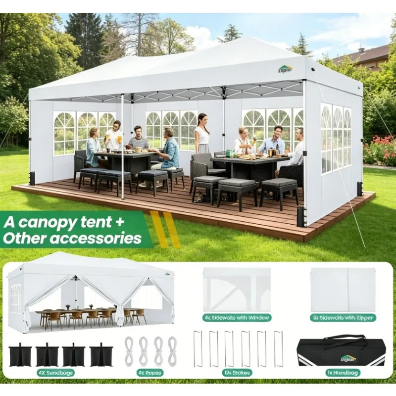 Waterproof Gazebo Tent Pop Up Canopy With Six Sidewalls