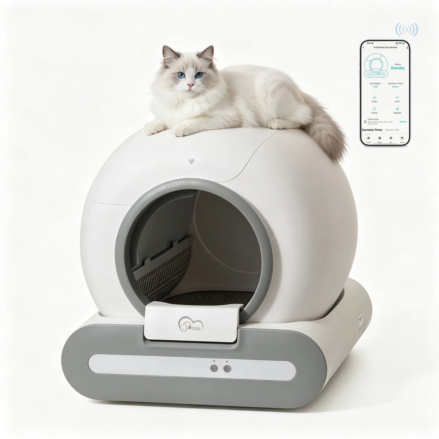 DOEL Smart Self Cleaning Cat Litter Box App Controlled