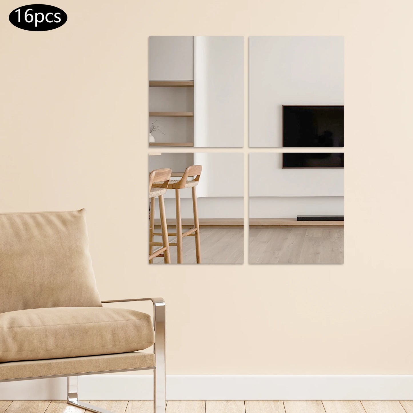 Large Wall Mirror Tiles for Home Gym and Bedroom Decor