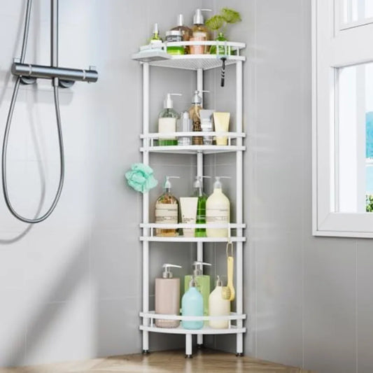 Standing Corner Shower Caddy Organizer with Soap Holder and Hooks