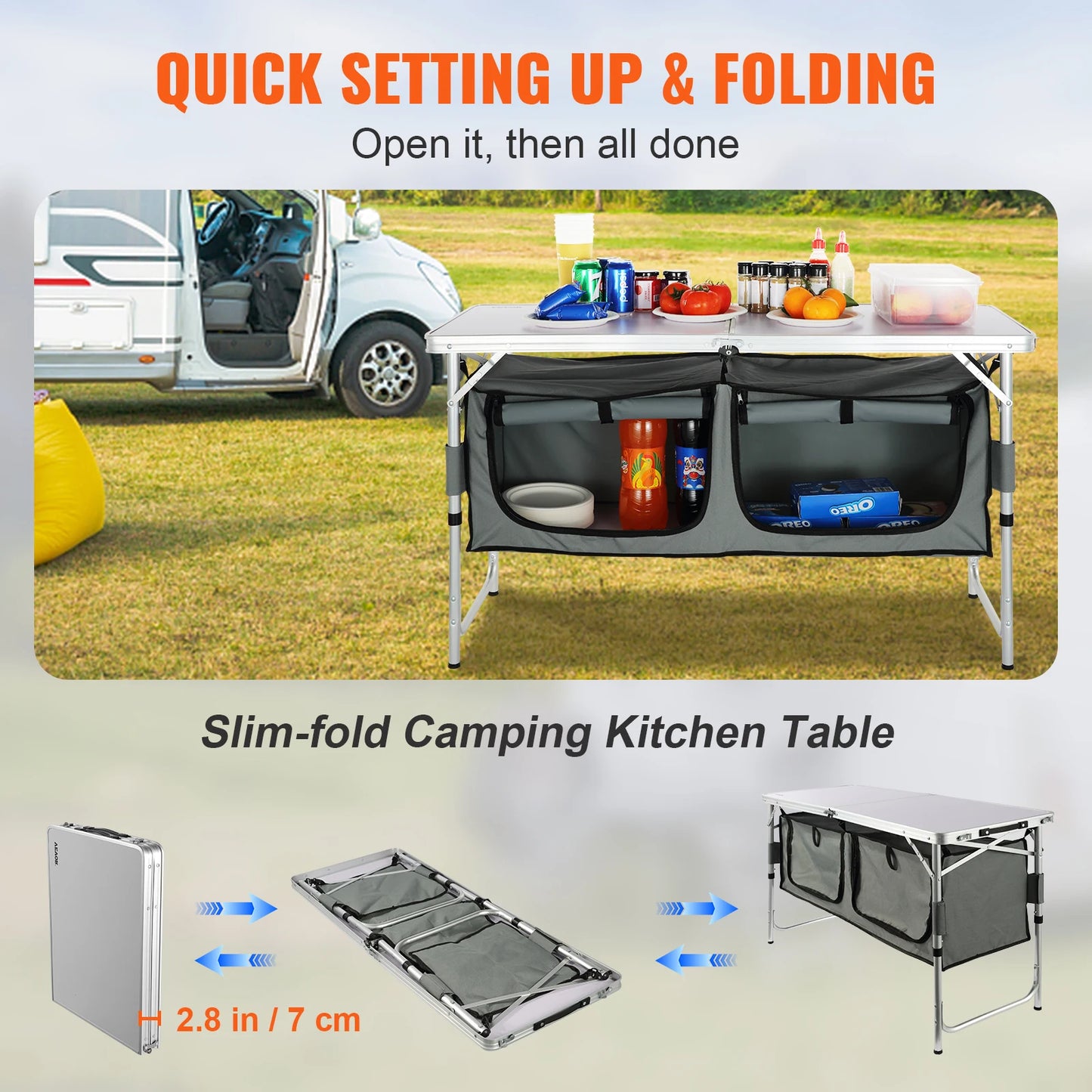 Vevor Folding Camping Kitchen Table With Quick Setup For Outdoor Trips
