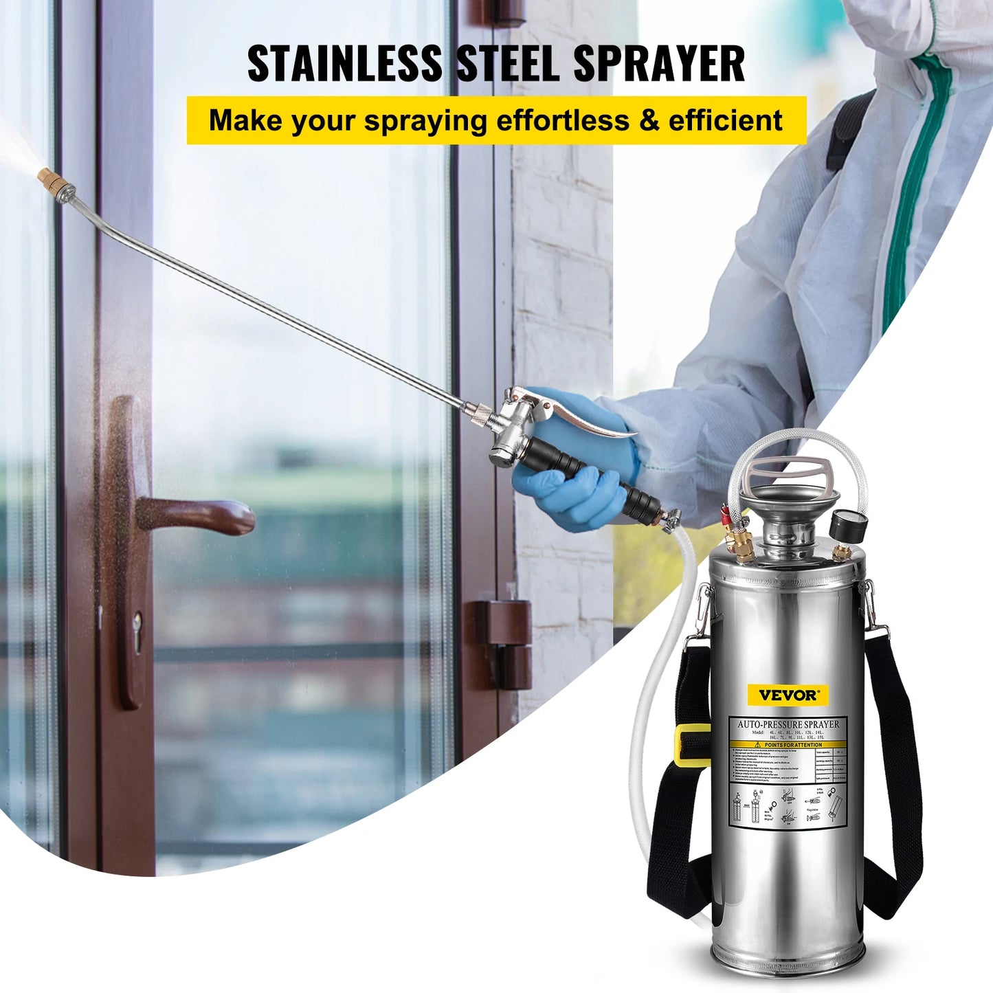 SucceBuy Hand Powered Stainless Steel Garden Sprayer