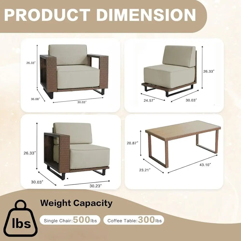 Outdoor 7 Piece All Weather PE Rattan Patio Furniture Set