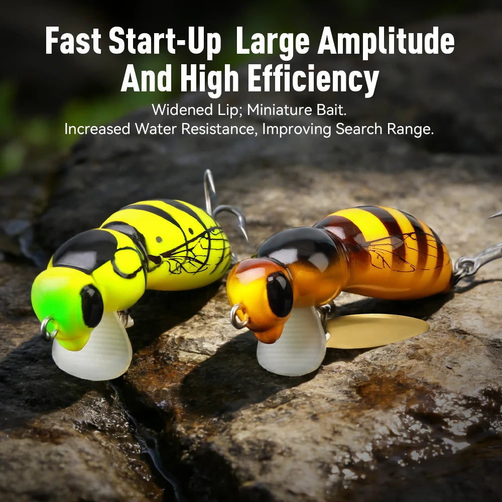 Kingdom Wasp Minnow Floating Fishing Lure With Spinner Hook
