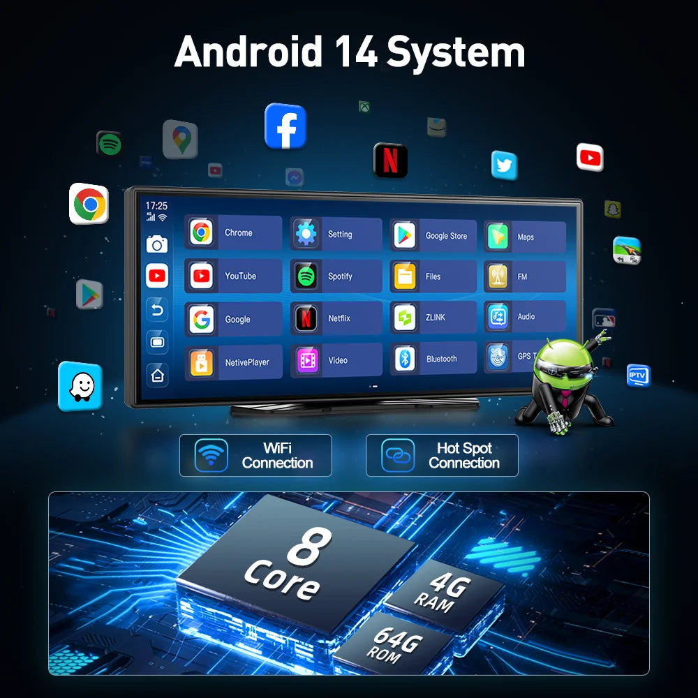 Imagebon Android 14 Dashcam With Carplay And GPS Navigation