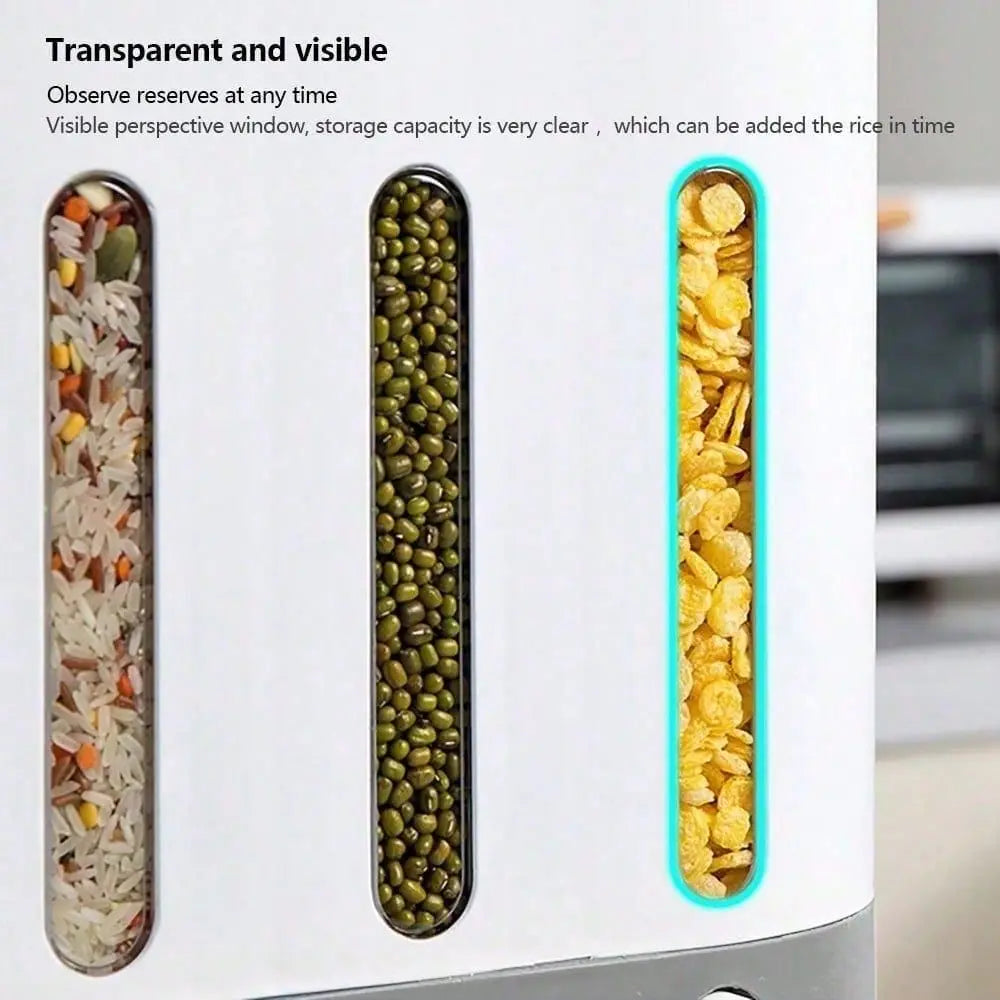 Dry Food Dispenser Container With Five Compartments Rice Storage