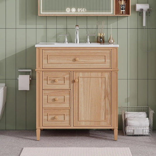 Wood Bathroom Vanity With Sink Set Modern Custom Single Vanity
