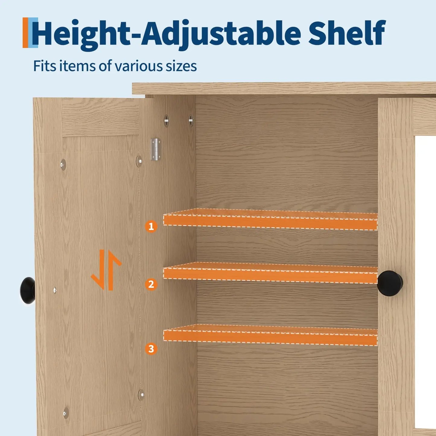 HiMISS Wooden Wall Mounted Bathroom Cabinet With Mirror Doors