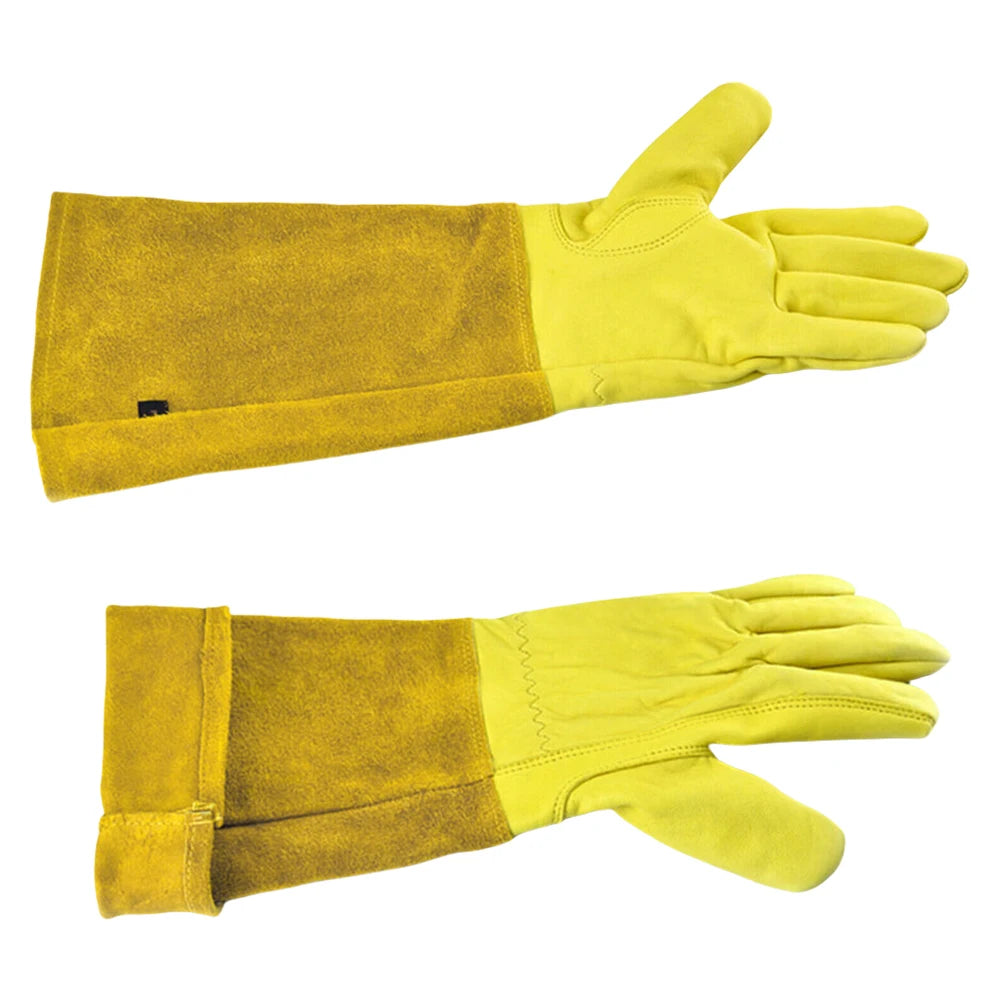 Alloet Long Thorn Proof Gardening Gloves With Leather Forearm Protection