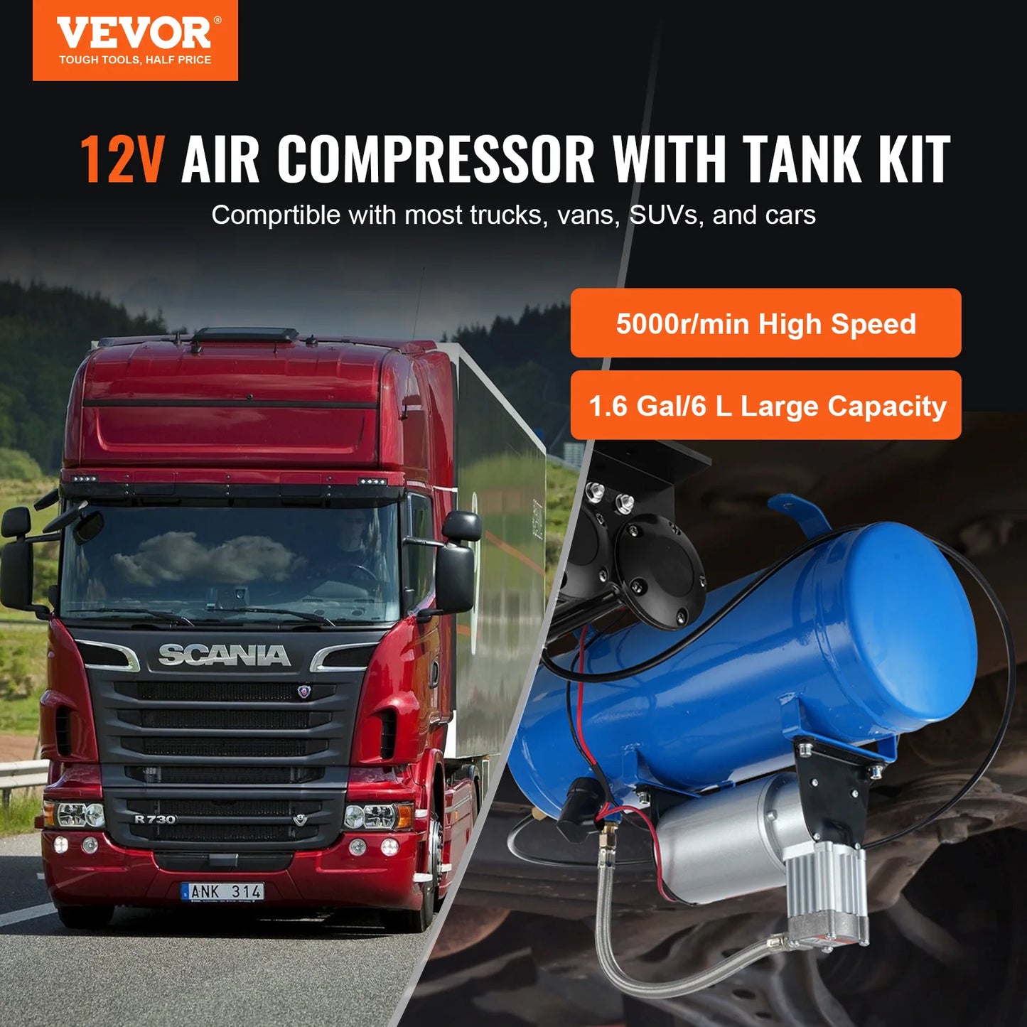 VEVOR 12V Onboard Air Compressor For Train Horns And Tires