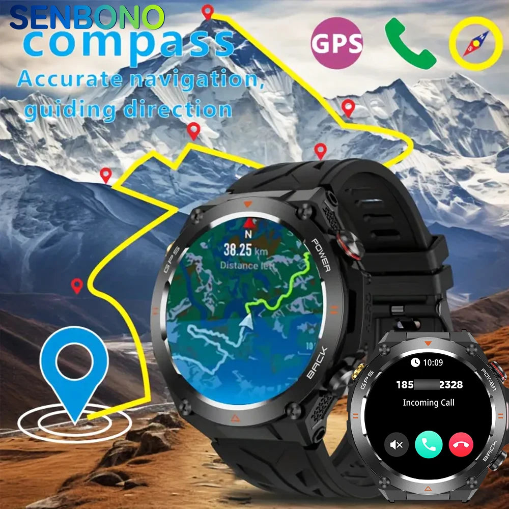 Senbono GPS Smartwatch Built In GPS Bluetooth Phone Call 1ATM Water Resistant