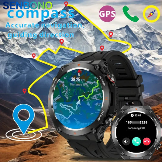Senbono GPS Smartwatch Built In GPS Bluetooth Phone Call 1ATM Water Resistant
