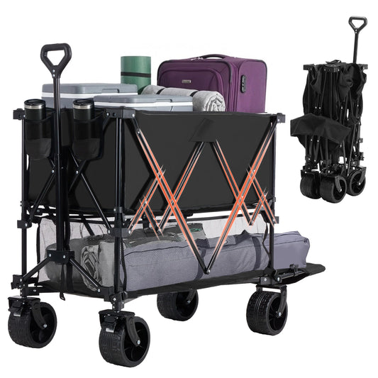 JHK Double Decker Wagon Collapsible Folding Cart Garden Beach Camping