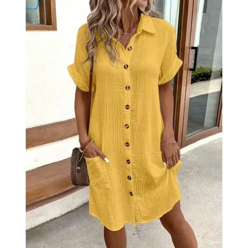Hallolilla Women Casual Loose Short Sleeve Fashion Stylish Dress